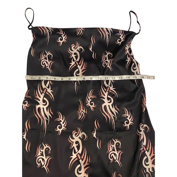 Urban Outfitters Black & Beige Tribal Flame Print Mini Slip Dress L - Picture 5 of 9